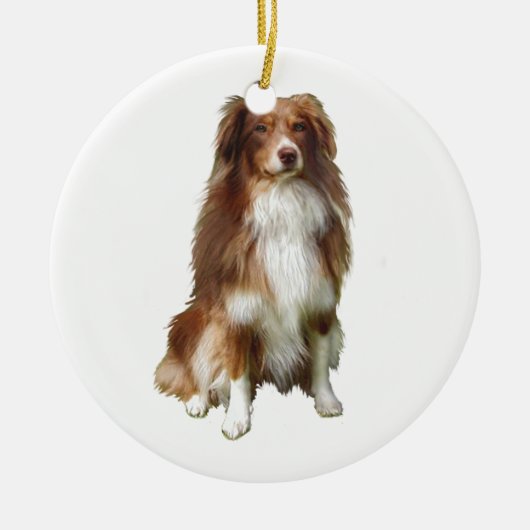 Australian Shepherd (C) - Rood-wit Keramisch Ornament (Voorkant)