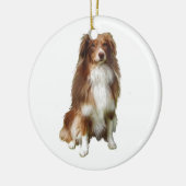 Australian Shepherd (C) - Rood-wit Keramisch Ornament (Links)