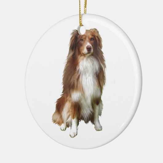 Australian Shepherd (C) - Rood-wit Keramisch Ornament (Links)
