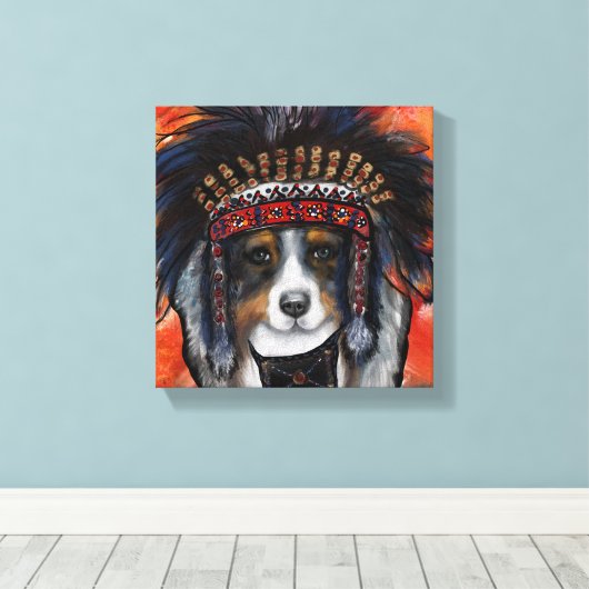 AUSTRALIAN SHEPHERD CANVAS AFDRUK (Insitu (Houten vloer))