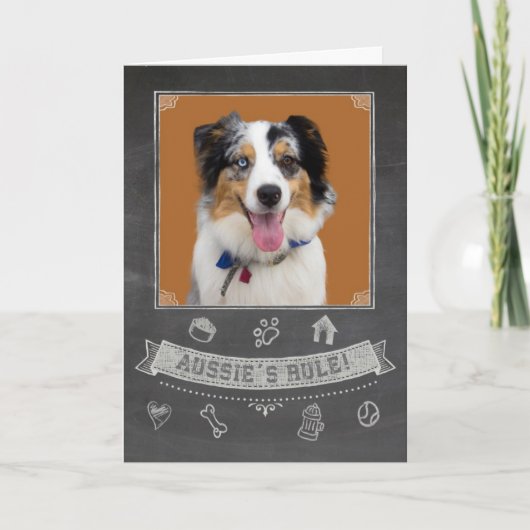 Australian Shepherd Chalkboard Birthday Card Kaart (Voorkant)