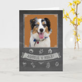 Australian Shepherd Chalkboard Birthday Card Kaart (Gele Bloem)