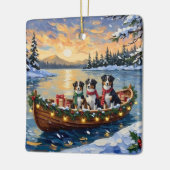 Australian Shepherd Christmas Boat Holiday Keramisch Ornament (Links)