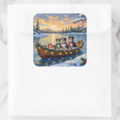 Australian Shepherd Christmas Boat Holiday Vierkante Sticker (Tas)
