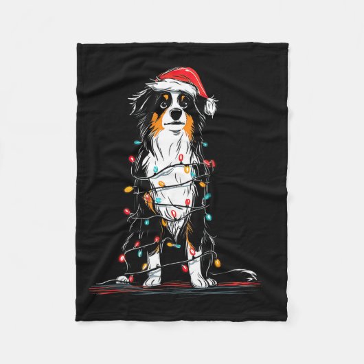 Australian Shepherd Christmas Graphics Dog Lights  Fleece Deken (Voorkant)
