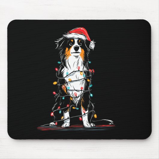 Australian Shepherd Christmas Graphics Dog Lights  Muismat (Voorkant)