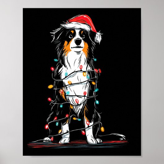 Australian Shepherd Christmas Graphics Dog Lights  Poster (Voorkant)