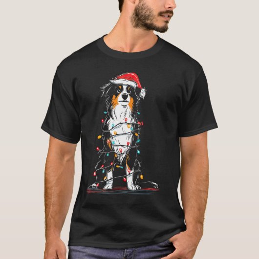 Australian Shepherd Christmas Graphics Dog Lights  T-shirt (Voorkant)