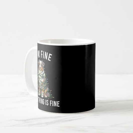 Australian Shepherd Christmas I'm Fine Everything  Koffiemok (Voorkant links)