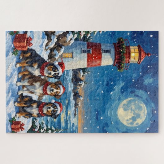 Australian Shepherd Christmas Lighthouse Holiday Legpuzzel (Horizontaal)
