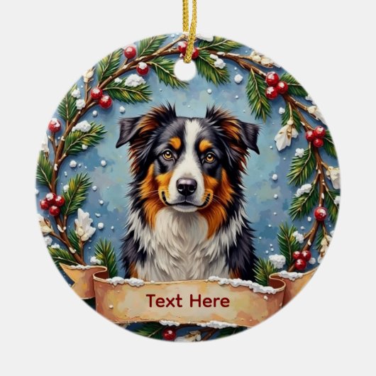 Australian Shepherd Christmas Ornament (Voorkant)