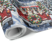Australian Shepherd Christmas Red Truck Holiday Cadeaupapier (Rol Hoek)