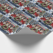Australian Shepherd Christmas Red Truck Holiday Cadeaupapier (Hoek)
