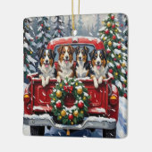 Australian Shepherd Christmas Red Truck Holiday Keramisch Ornament (Links)