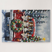 Australian Shepherd Christmas Red Truck Holiday Legpuzzel (Horizontaal)
