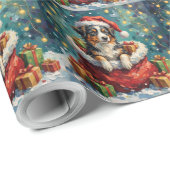 Australian Shepherd Christmas Santa Bag Adventure Cadeaupapier (Rol Hoek)