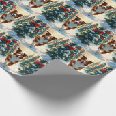 Australian Shepherd Christmas Tree Farm Painting Cadeaupapier (Hoek)