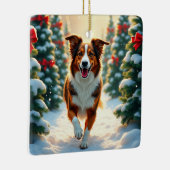 Australian Shepherd Christmas Tree Farm Painting Keramisch Ornament (Rechts)