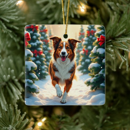 Australian Shepherd Christmas Tree Farm Painting Keramisch Ornament (Boom)