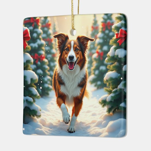 Australian Shepherd Christmas Tree Farm Painting Keramisch Ornament (Links)