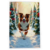 Australian Shepherd Christmas Tree Farm Painting Medium Cadeauzakje (Voorkant)