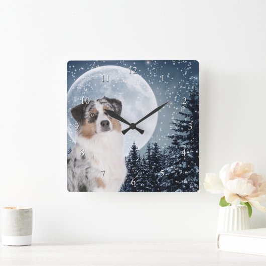 Australian Shepherd Clock Vierkante Klok (Huis)