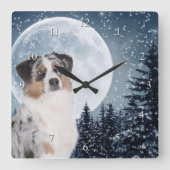 Australian Shepherd Clock Vierkante Klok (Voorkant)