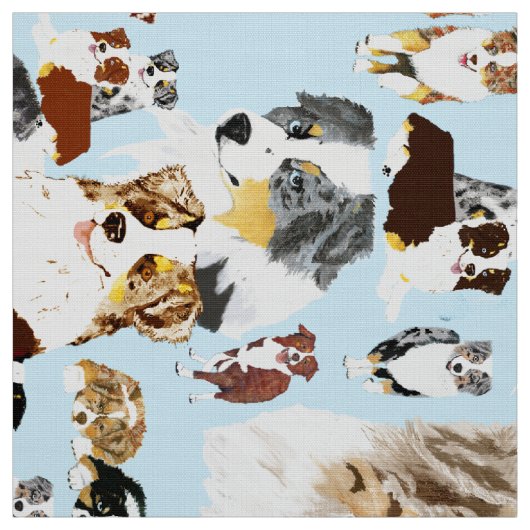 Australian Shepherd Collage Poly Poplin 60" Fabric Stof (Swatch)