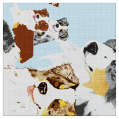 Australian Shepherd Collage Poly Poplin 60" Fabric Stof (Close Up)
