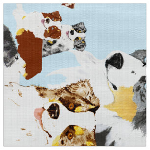 Australian Shepherd Collage Poly Poplin 60" Fabric Stof