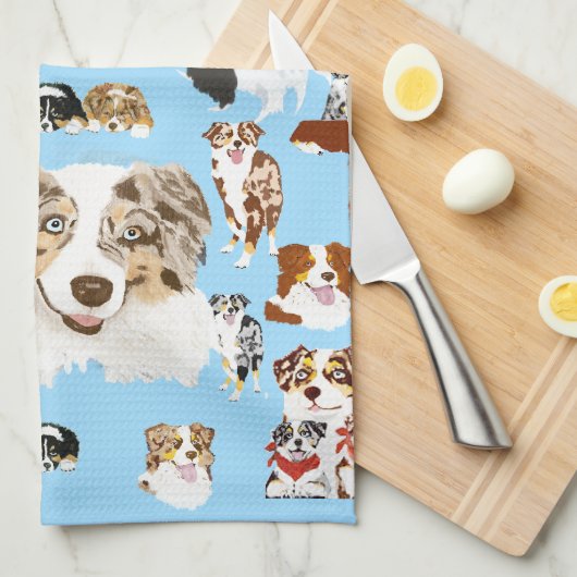 Australian Shepherd Collage Theedoek (Quarter Fold)