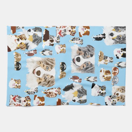 Australian Shepherd Collage Theedoek (Horizontaal)