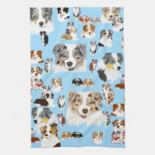 Australian Shepherd Collage Theedoek