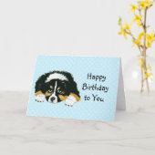 Australian Shepherd Custom Happy Birthday Kaart (Gele Bloem)
