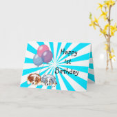 Australian Shepherd Custom Happy Birthday Kaart (Gele Bloem)