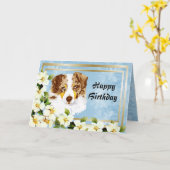 Australian Shepherd Custom Happy Birthday Kaart (Gele Bloem)