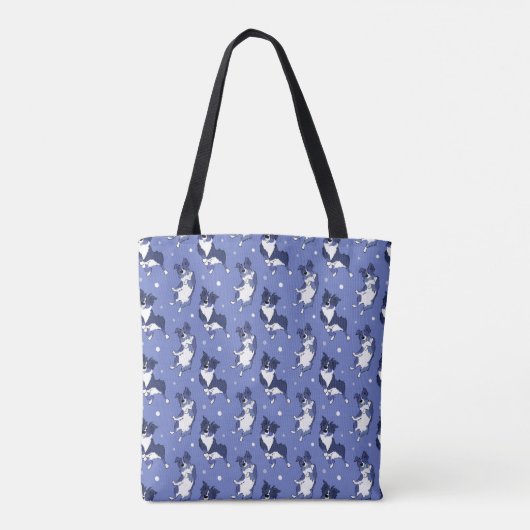 Australian Shepherd Cute Dog Pattern Blue Tote Bag (Achterkant)
