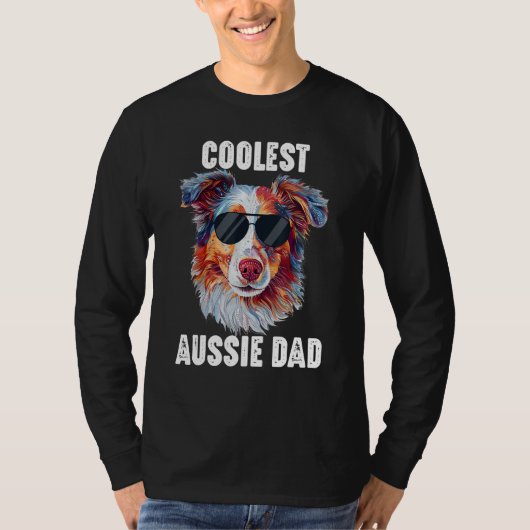 Australian Shepherd Dad Coolest Aussie Dad for Dog T-shirt (Voorkant)