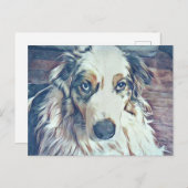 Australian Shepherd Digital Art Briefkaart (Voorkant / Achterkant)
