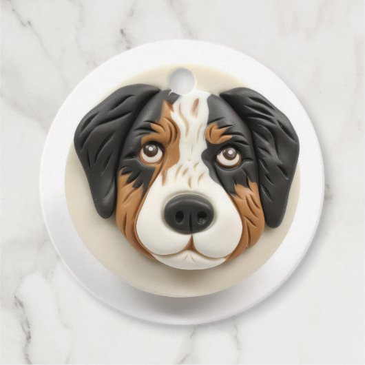 Australian Shepherd Dog 3D geïnspireerd Bedankjes Labels (Voorkant)