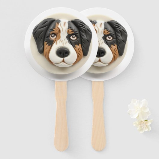 Australian Shepherd Dog 3D geïnspireerd Handwaaier (Voorkant en achterkant)