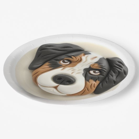 Australian Shepherd Dog 3D geïnspireerd Papieren Bordje (Gekanteld)