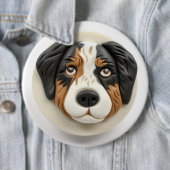 Australian Shepherd Dog 3D geïnspireerd Ronde Button 6,0 Cm (In situ)