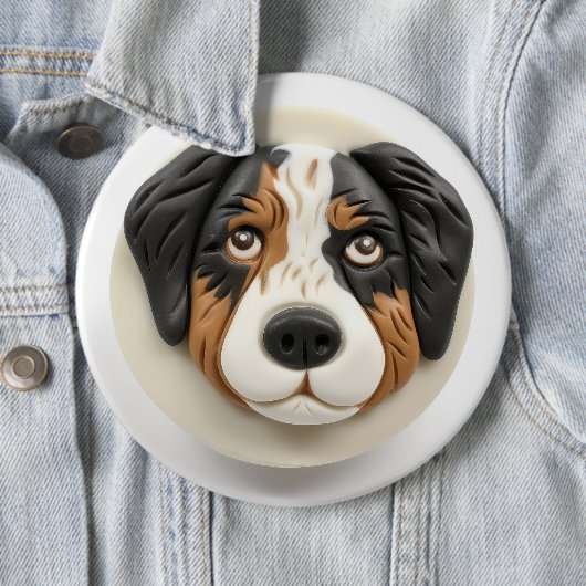 Australian Shepherd Dog 3D geïnspireerd Ronde Button 6,0 Cm (In situ)