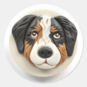 Australian Shepherd Dog 3D geïnspireerd Ronde Sticker (Voorkant)