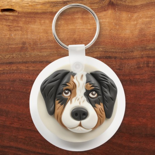 Australian Shepherd Dog 3D geïnspireerd Sleutelhanger (Achterkant)