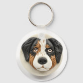 Australian Shepherd Dog 3D geïnspireerd Sleutelhanger (Achterkant)