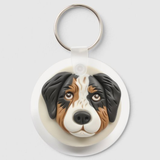 Australian Shepherd Dog 3D geïnspireerd Sleutelhanger (Achterkant)