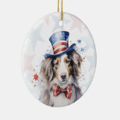 Australian shepherd Dog, 4th of july Personalized Keramisch Ornament (Rechts)