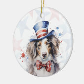 Australian shepherd Dog, 4th of july Personalized Keramisch Ornament (Links)